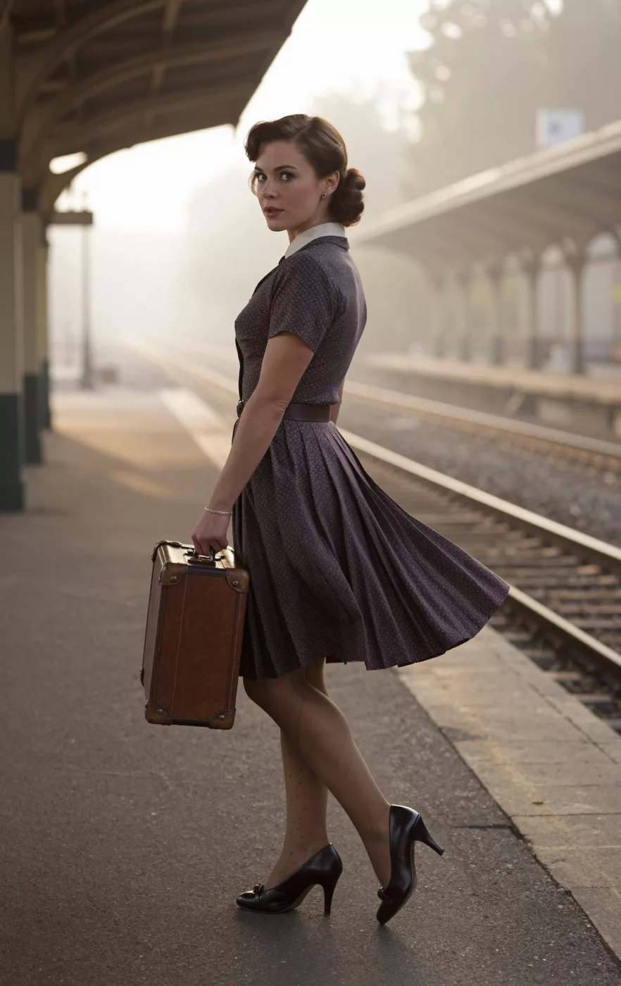 A vintage-styled woman with a classic 1950s